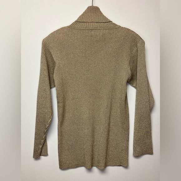 Lisa Original Cotton Blend Long Sleeve Turtleneck Sparkling Gold Sweater - Picture 1 of 10
